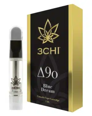 Delta 9o Vape Cartridge - Blue Dream CDT - 1ml - Elevate your mind with 3CHI's ultra pure Blue Dream Delta 9o vape cart. One puff and you can experience our smoothest, strongest, and longest lasting cannabinoid to date. This vape cart features a potent blend of 95% hemp-derived ∆9o oil and 5% Blue Dream strain-specific terpenes. Lab-tested by an accredited 3rd party lab No MCT, PG, VG, Vitamin E, or other cutting agents 95% potent, broad spectrum Delta 9o oil 5% natural terpenes 1ml total Delta 9o vape cartridge