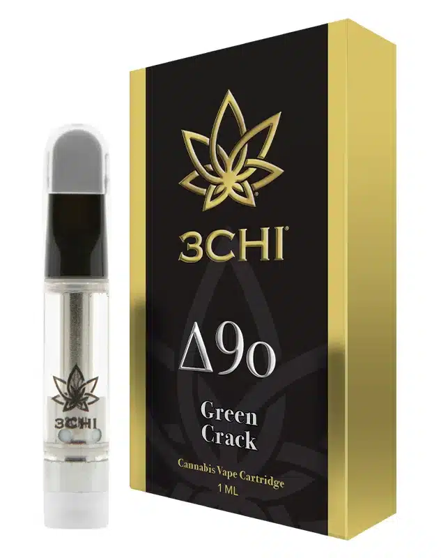 Delta 9o Vape Cartridge - Green Crack - 1ml - Elevate your mind with 3CHI's ultra pure Green Crack Delta 9o vape cartridge. One puff and you can experience our smoothest, strongest, and longest lasting cannabinoid to date. This vape cart features a potent blend of 95% hemp-derived ∆9o oil and 5% Green Crack strain-specific terpenes.
Lab-tested by an accredited 3rd party lab
No MCT, PG, VG, Vitamin E, or other cutting agents
95% potent, broad spectrum Delta 9o oil
5% natural terpenes
1ml total Delta 9o vape cartridge
