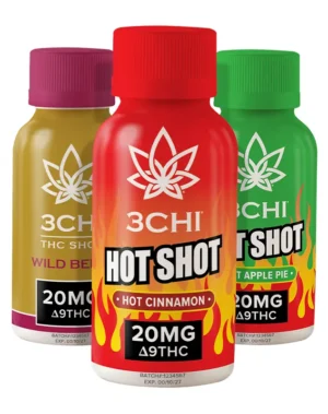 Delta 9 THC Shots - 20mg - Looking for something new to spice up your Delta 9 experience? Look no further than 3CHI's new Delta 9 THC shot to create a full mind, body, and spirit experience in a Wild Berry flavor. Available as a single shot or a box of 12. Fast-acting 20mg Delta 9 THC Shots Dispensary-grade Potent and long-lasting Derived from USA-grown hemp Farm Bill Compliant: <0.3% Delta 9 THC