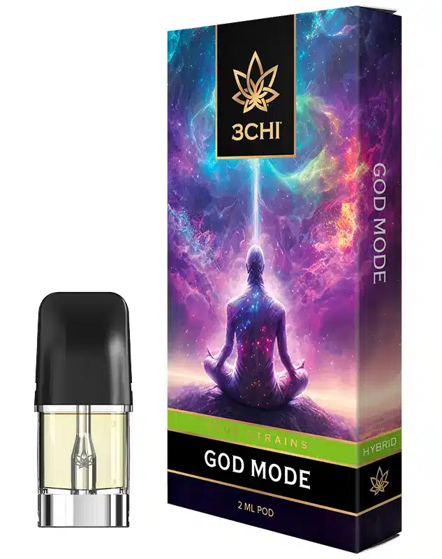 God Mode - True Strains - 2ml Vape Pod - Unlock divine and energizing euphoria with this uplifting and harmonizing Hybrid.
REQUIRES A 3CHI POD BATTERY TO USE