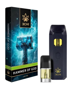 Hammer of God - True Strains - 2ml Vape Pod - Unlock divine and energizing euphoria with this uplifting and harmonizing 3CHI Hammer of God Hybrid Vape Pod. REQUIRES A 3CHI POD BATTERY TO USE