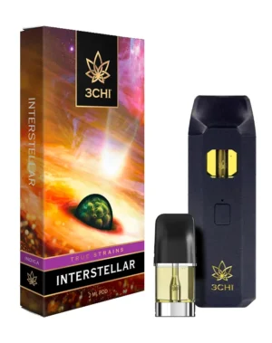Interstellar - True Strains - 2ml Vape Pod - Keep your feet on the ground and your head in the stars with this potently serene Indica blend. REQUIRES A 3CHI POD BATTERY TO USE
