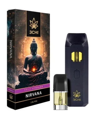 Nirvana - True Strains - 2ml Vape Pod - Delve into a state of peace and relief with this incredibly well-balanced and tranquil Indica blend. REQUIRES A 3CHI POD BATTERY TO USE