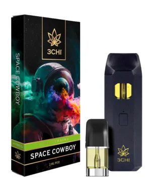 Space Cowboy - True Strains - 2ml Vape Pod - Wrangle the stars with this heady Hybrid blend of euphoric and cosmic bliss. REQUIRES A 3CHI POD BATTERY TO USE