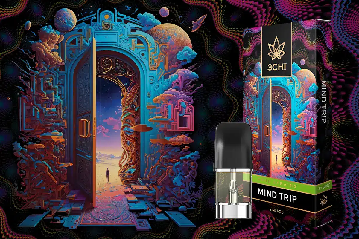 3CHI's Delta 9o vape, Mind Trip contains high quality hemp. With Delta 8 THC, Delta 9 THC, this is a vape pod that contains CBD and CBC.