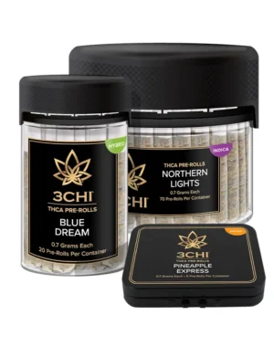 .7g THCA Pre-Roll - Our new .7g pre-rolls come filled with the highest-quality THCA flower. We did the work for you so you can simply grab one and relax. With various strains for desired experiences, we have a little something for everybody. Quantities: 5 ct. loose tin, 20 ct. loose jar 3 different strains: Blue Dream, Northern Lights, Pineapple Express Third-party lab tested Dispensary grade Farm Bill Compliant &nbsp;