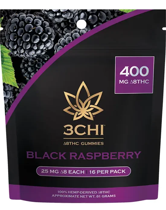 Delta 8 Gummies - Black Raspberry, 16 pack (400 mg) - Flavor: Black Raspberry, Quantity: 16 pack (400 mg)