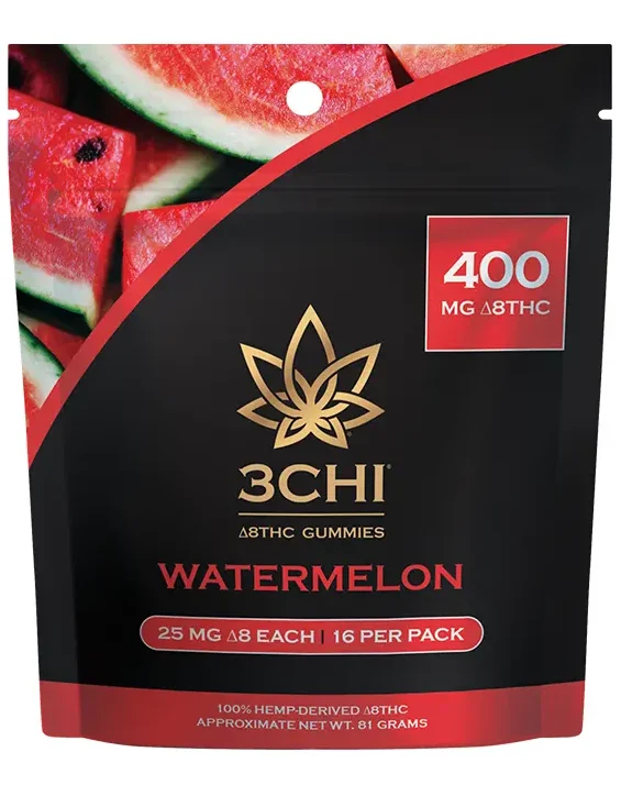 Delta 8 Gummies - Watermelon, 16 pack (400 mg) - Flavor: Watermelon, Quantity: 16 pack (400 mg)
